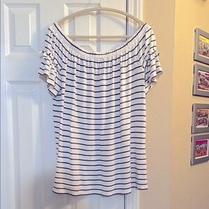 Like New, Max Studio [EDIT], Striped Off the Shoulder Top - Size Medium